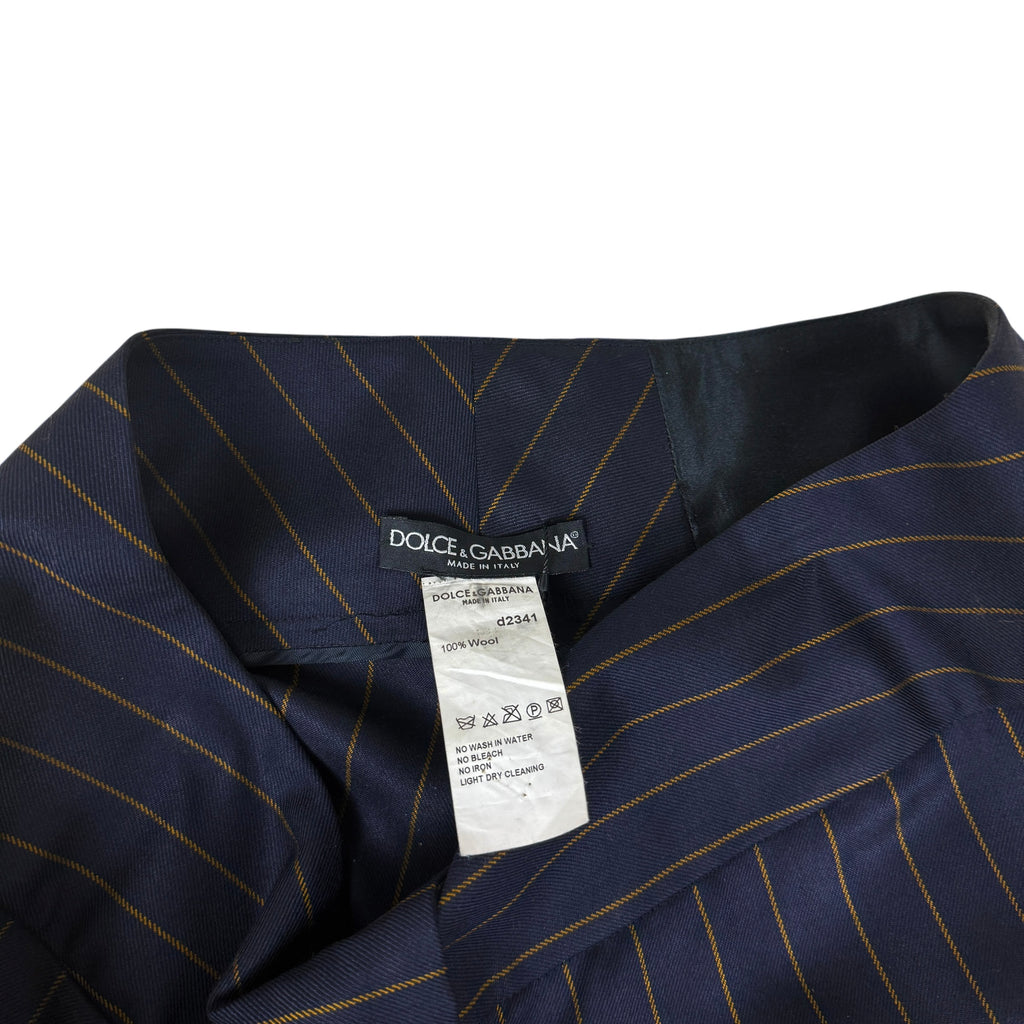 Dolce & Gabbana F/W2000 Wool Pleated Pinstripe Pants Navy (Size 38)