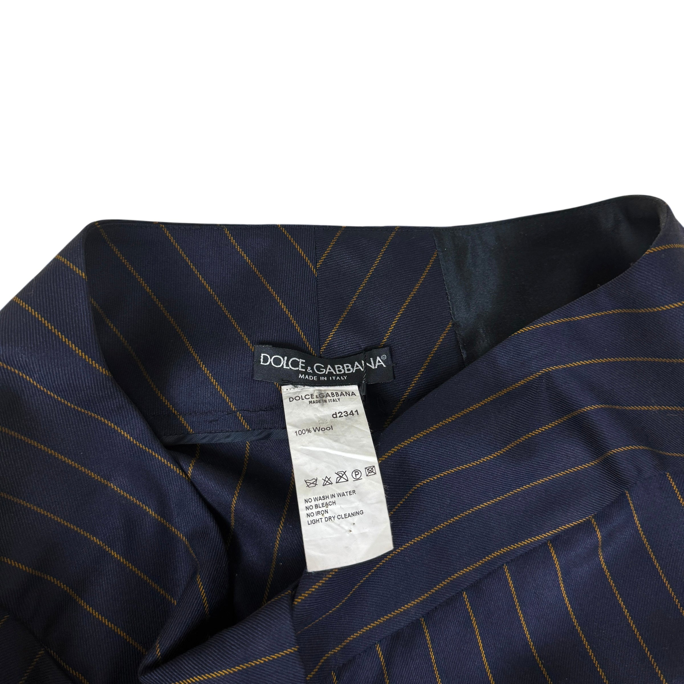 Dolce & Gabbana F/W2000 Wool Pleated Pinstripe Pants Navy (Size 38)