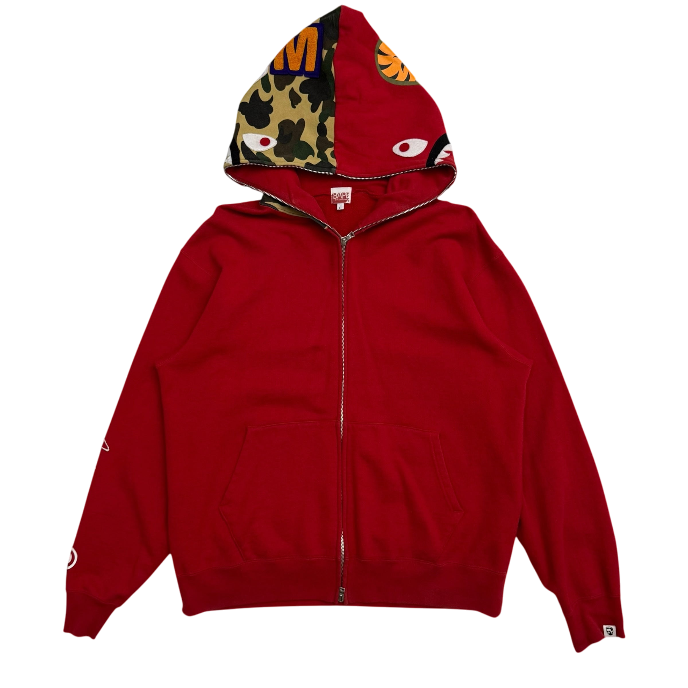 BAPE (A Bathing Ape) 2006 Aoyama Limited Shark Zip-Up Hoodie Red (Size L)