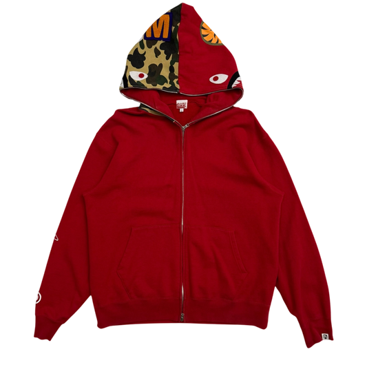 BAPE (A Bathing Ape) 2006 Aoyama Limited Shark Zip-Up Hoodie Red (Size L)