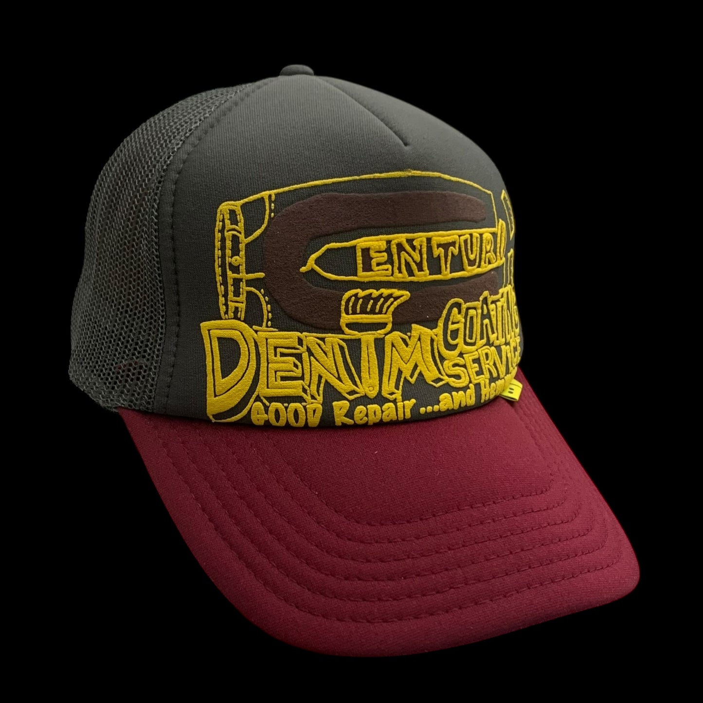 Kapital 'Century Denim Trucker' Trucker Cap Grey / Maroon