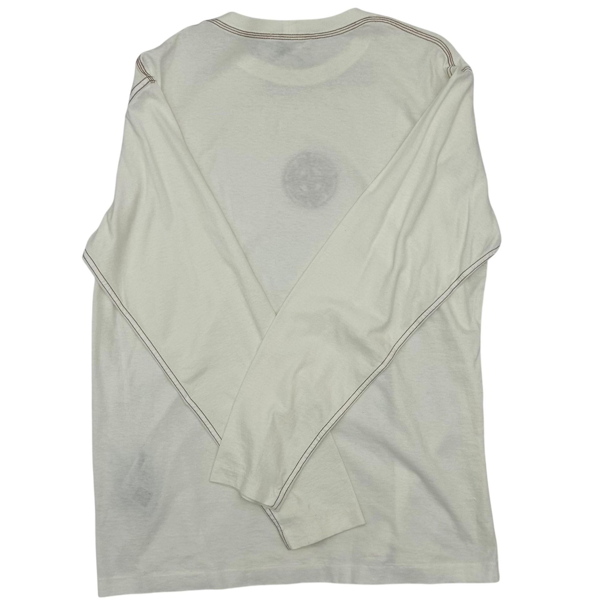 Stone Island Embodied Logo Long Sleeve Shirt White (Fits L/XL)