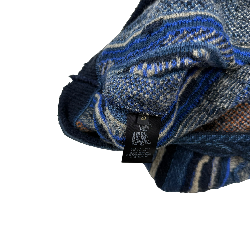 Kapital 7G Gaudy Knit Peace Sweatshirt Blue (fits M-L)