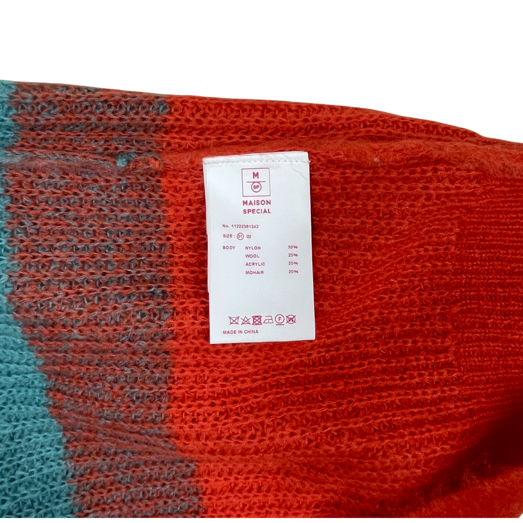 Maison Special Colour Block Knit Jumper Blue/Orange (Size 1)