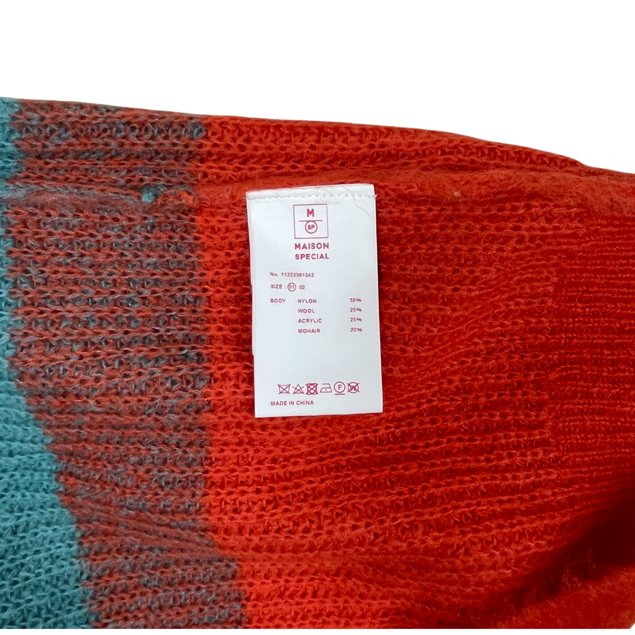 Maison Special Colour Block Knit Jumper Blue/Orange (Size 1)