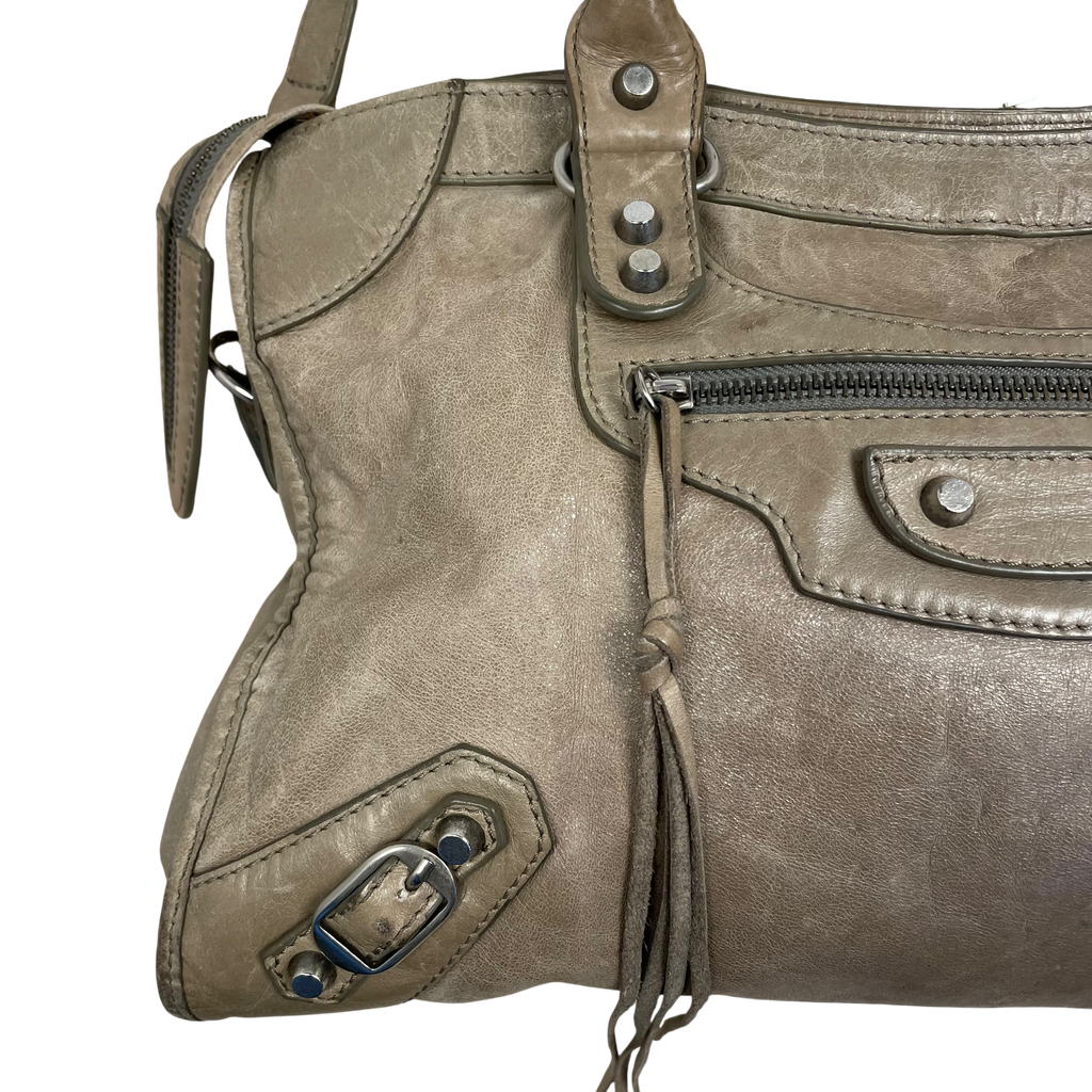 Balenciaga Leather City Bag Taupe