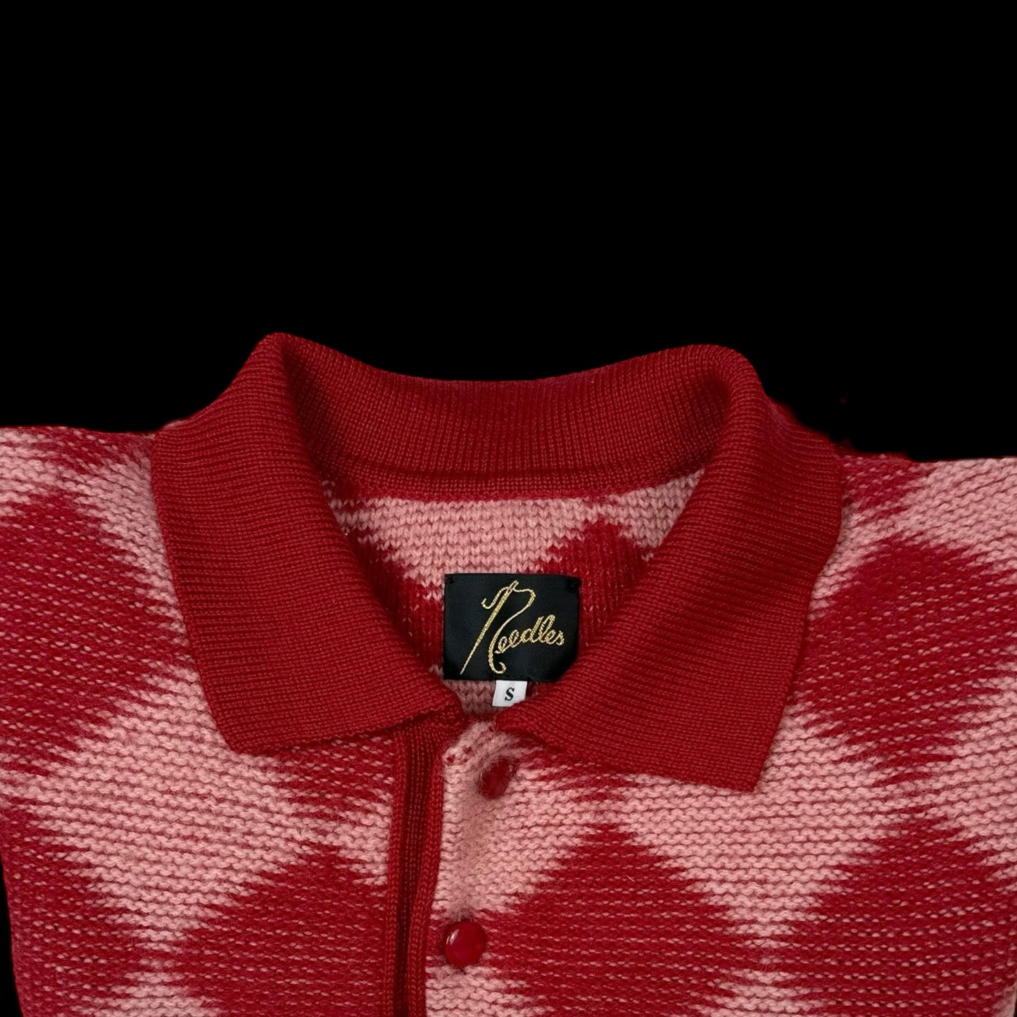 Needles AW20 Polo Argyle Checkered Wool Sweatshirt Red (fits S-M)