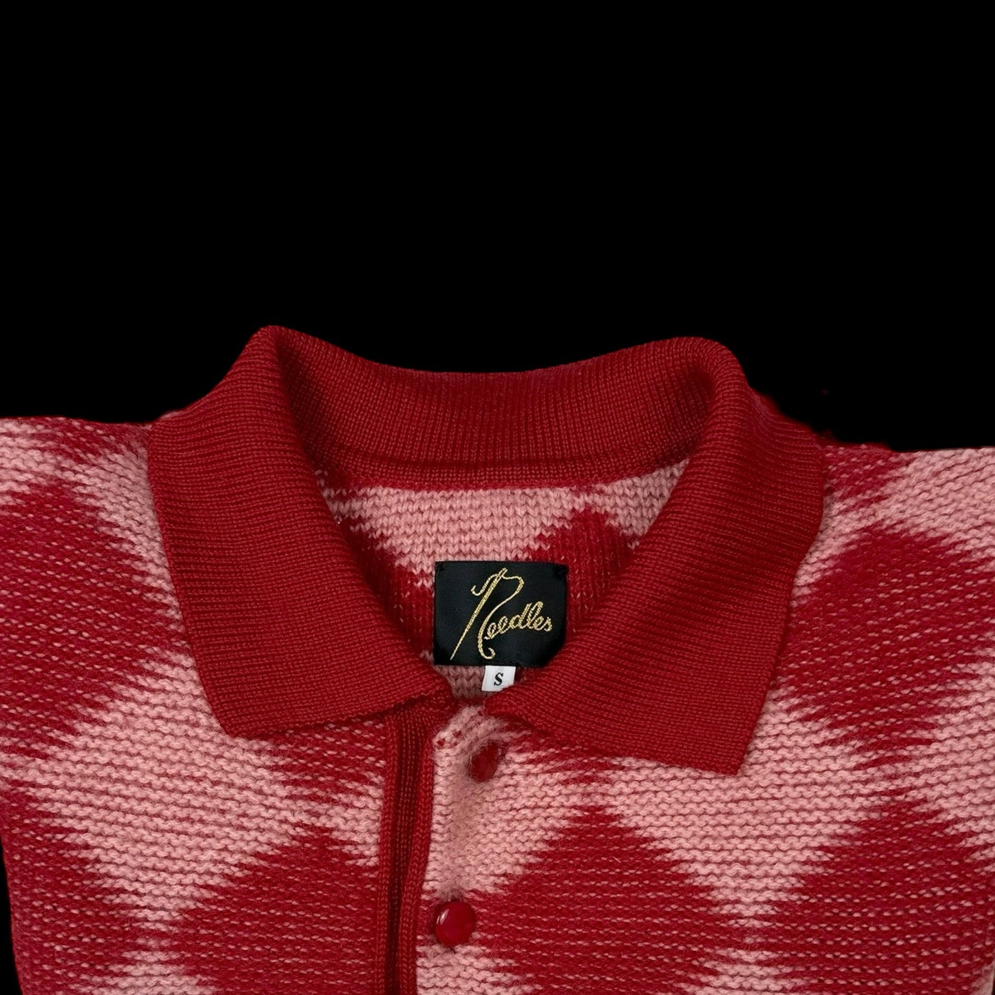 Needles AW20 Polo Argyle Checkered Wool Sweatshirt Red (Size S)