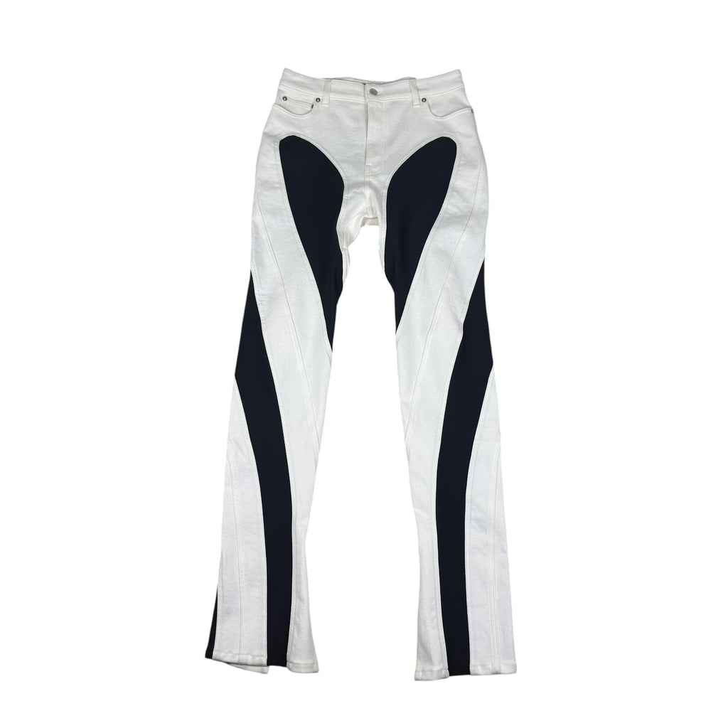 Mugler Spiral Slit Jeans White/Black (Size 42)