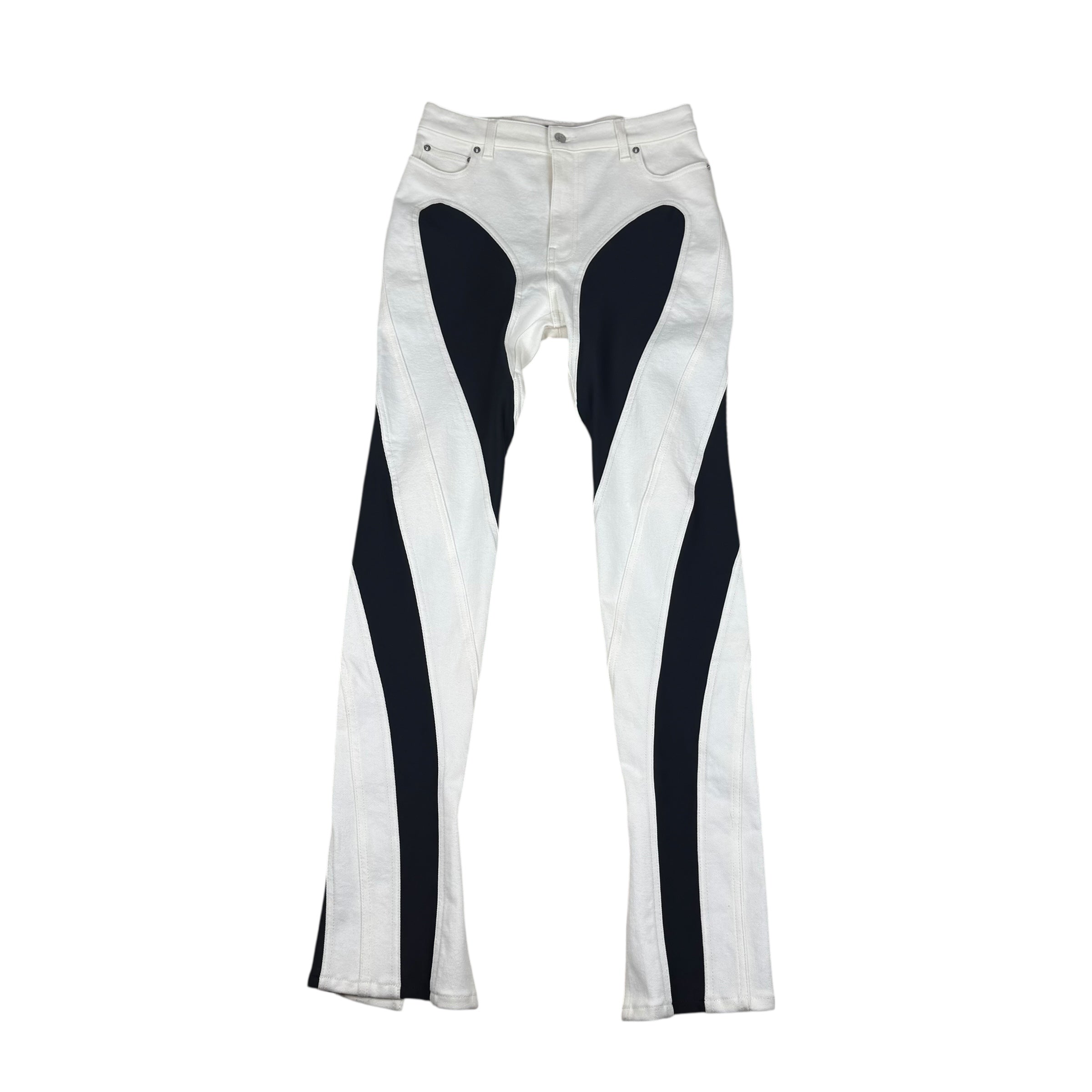 Mugler Spiral Slit Jeans White/Black (Size 42)