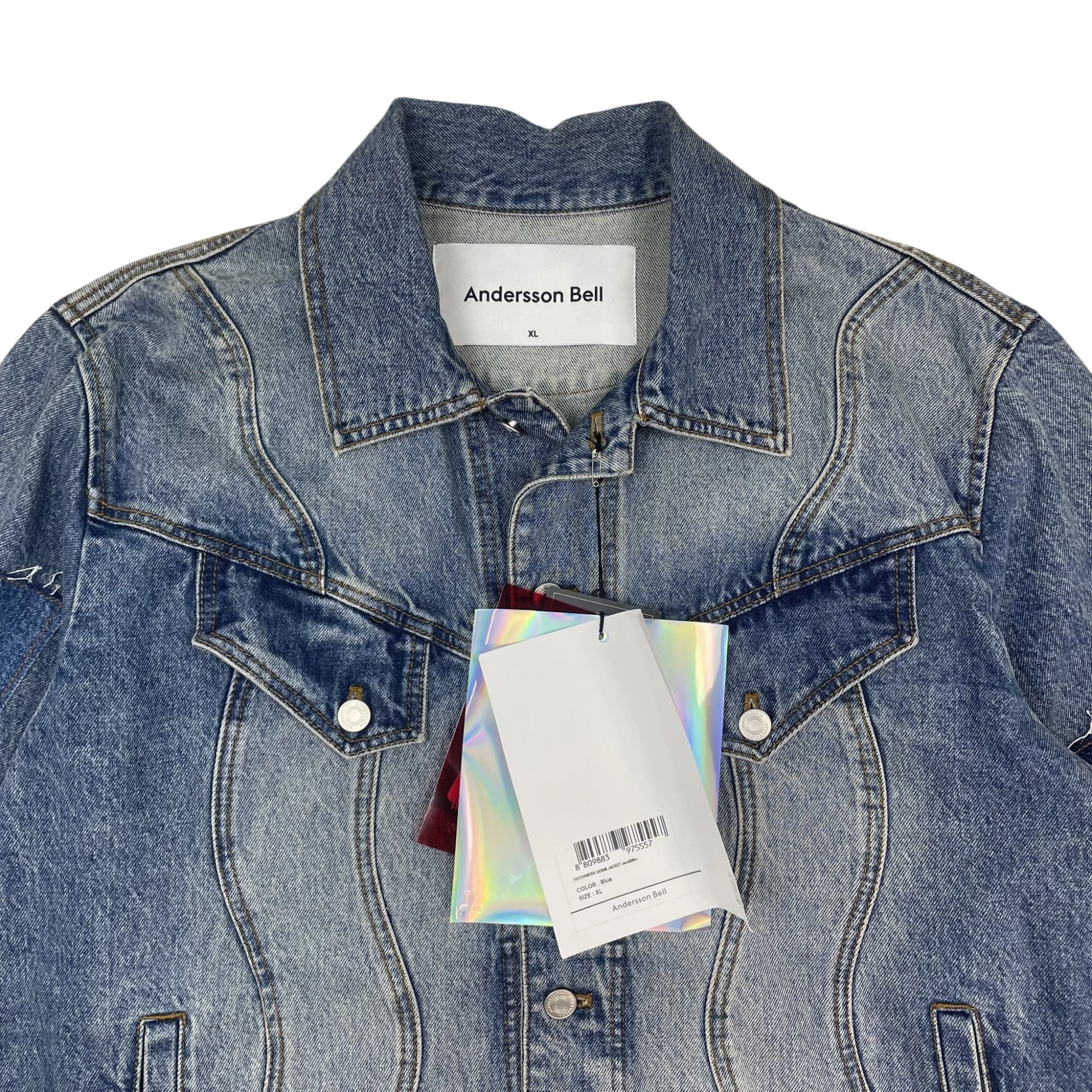 Andersson Bell Patchwork Denim Jacket Blue Multi (Size XL)