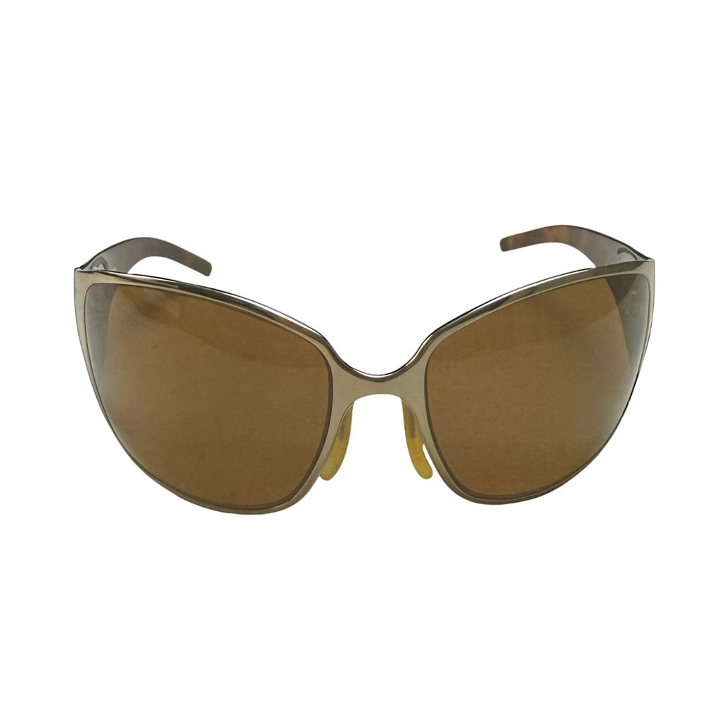 Fendi Metallic Shield Wrap Sunglasses Brown