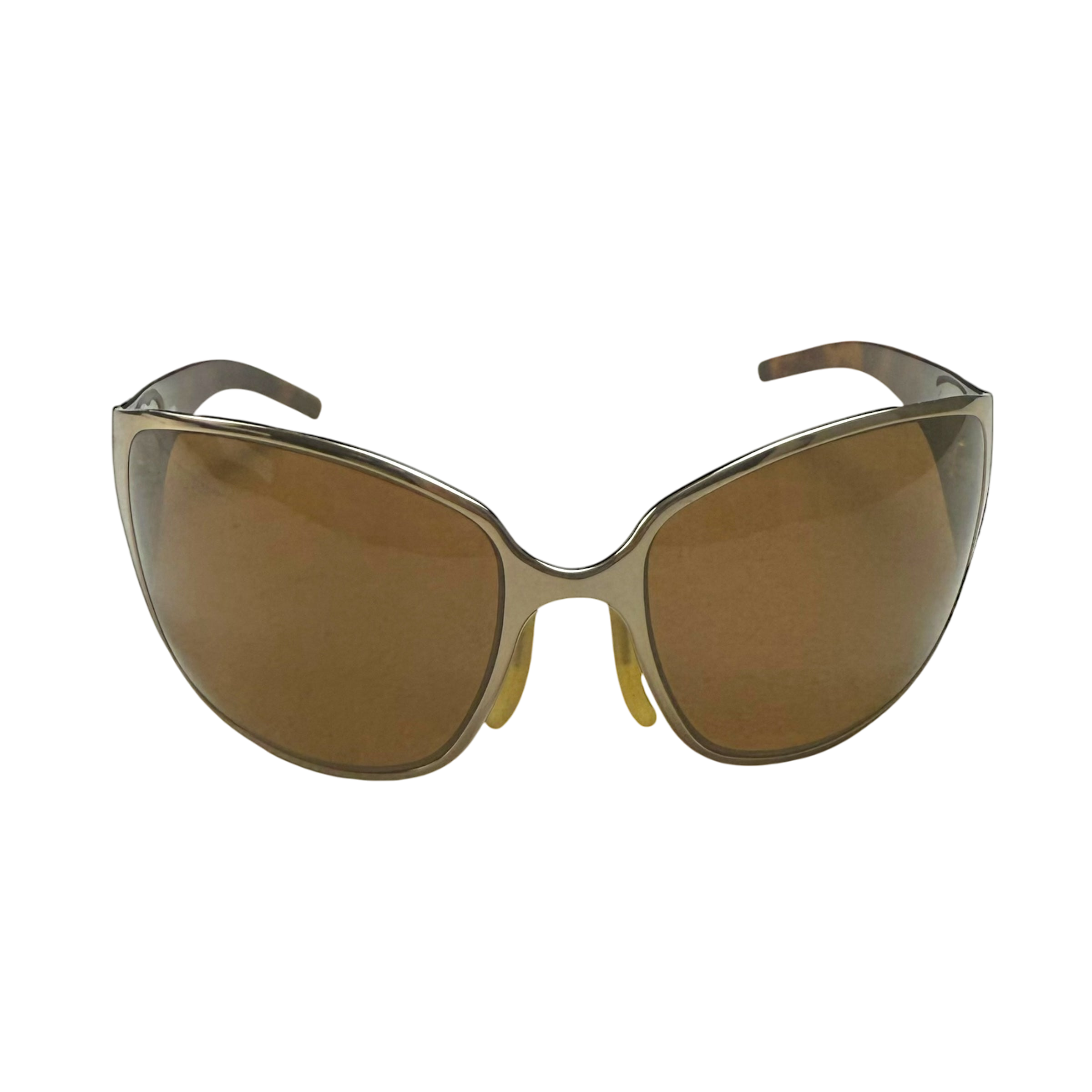Fendi Metallic Shield Wrap Sunglasses Brown