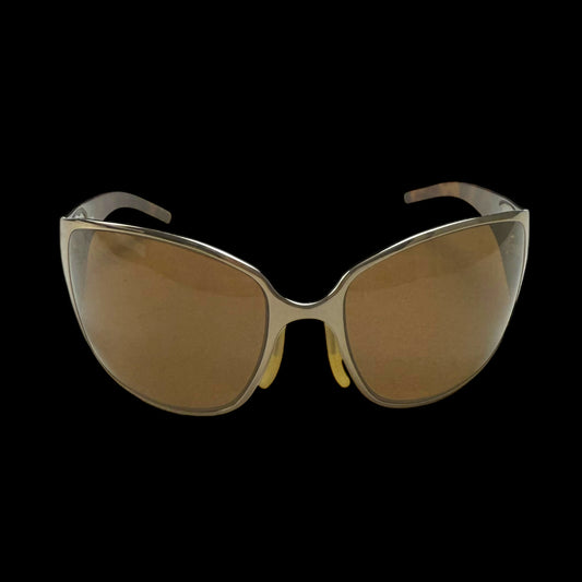 Fendi Metallic Shield Wrap Sunglasses Brown