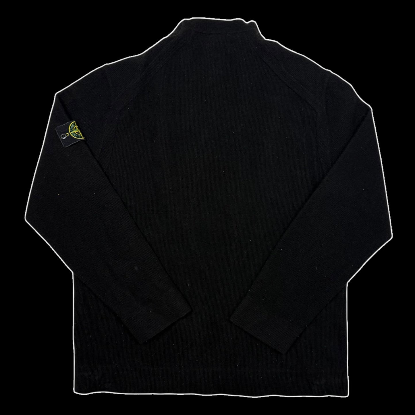 Stone Island 90s Mock Neck Wool Knit Sweatshirt Black (Size XXL)