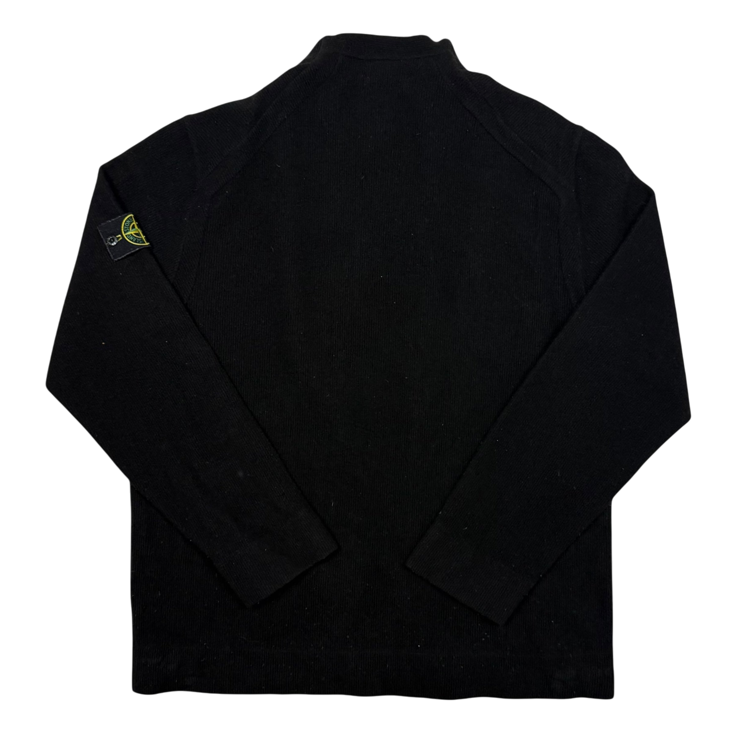 Stone Island 90s Mock Neck Wool Knit Sweatshirt Black (Size XXL)