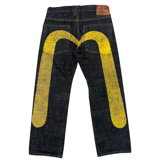 Evisu Yellow Print Daicock Jeans (Size 30”)
