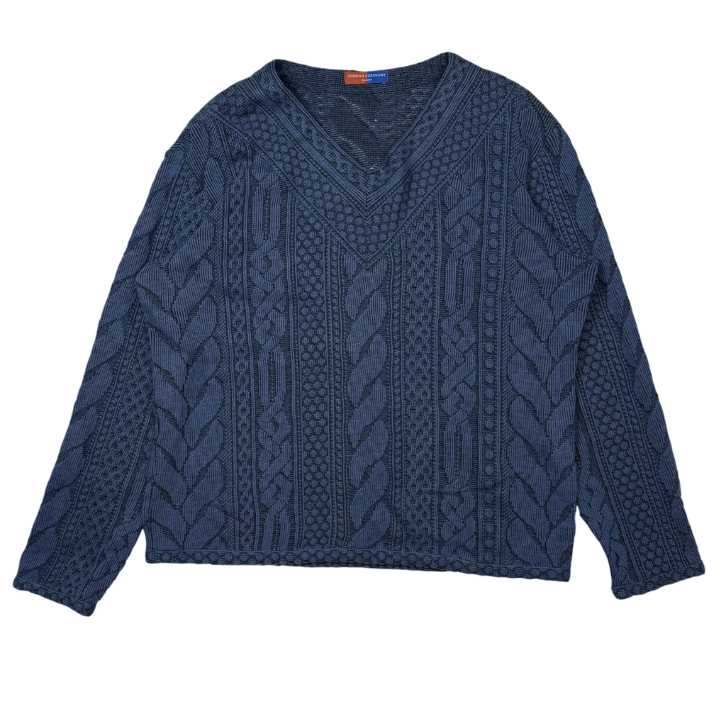 Opening Ceremony Wool Blend V-Neck Sweatshirt Blue (fits M-L)