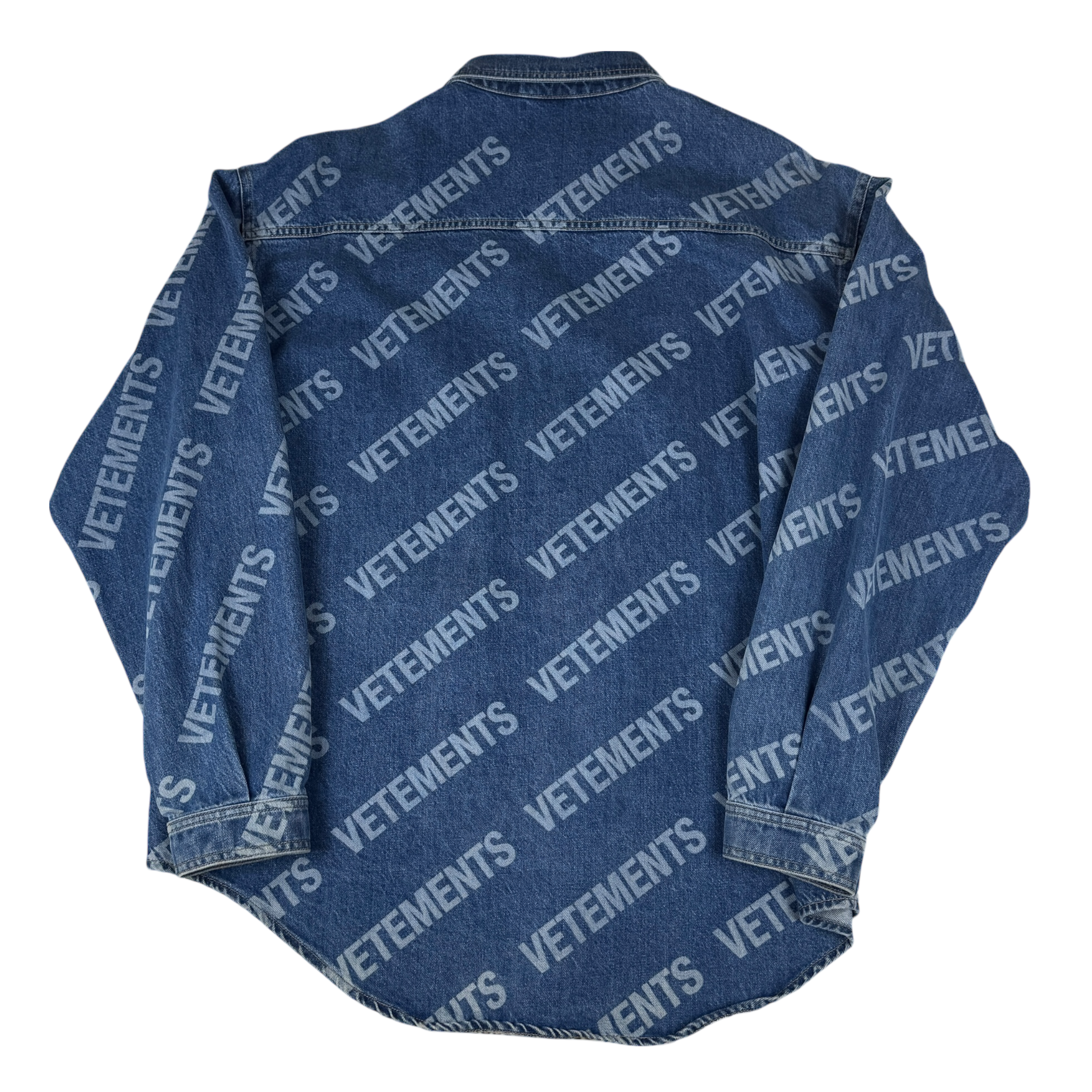 Vetements All Over Logo Denim Overshirt (Fits M-L)