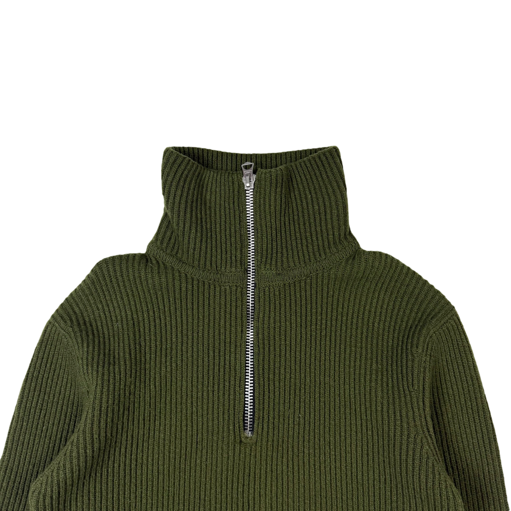 Acne Studios Fisherman Wool Blend Knit Quarter-Zip Sweatshirt Hunter Green (fits S-M)