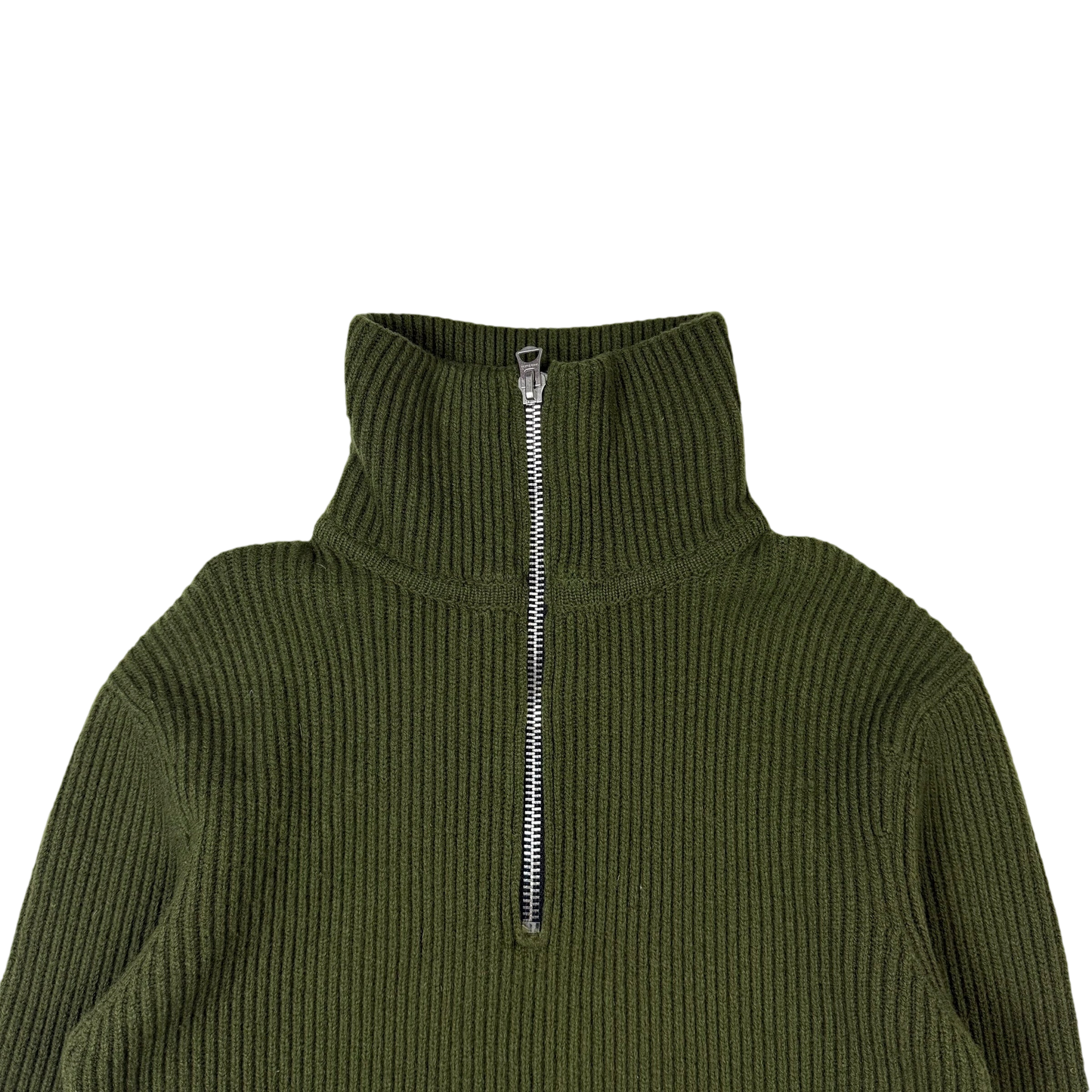 Acne Studios Fisherman Wool Blend Knit Quarter-Zip Sweatshirt Hunter Green (fits S-M)