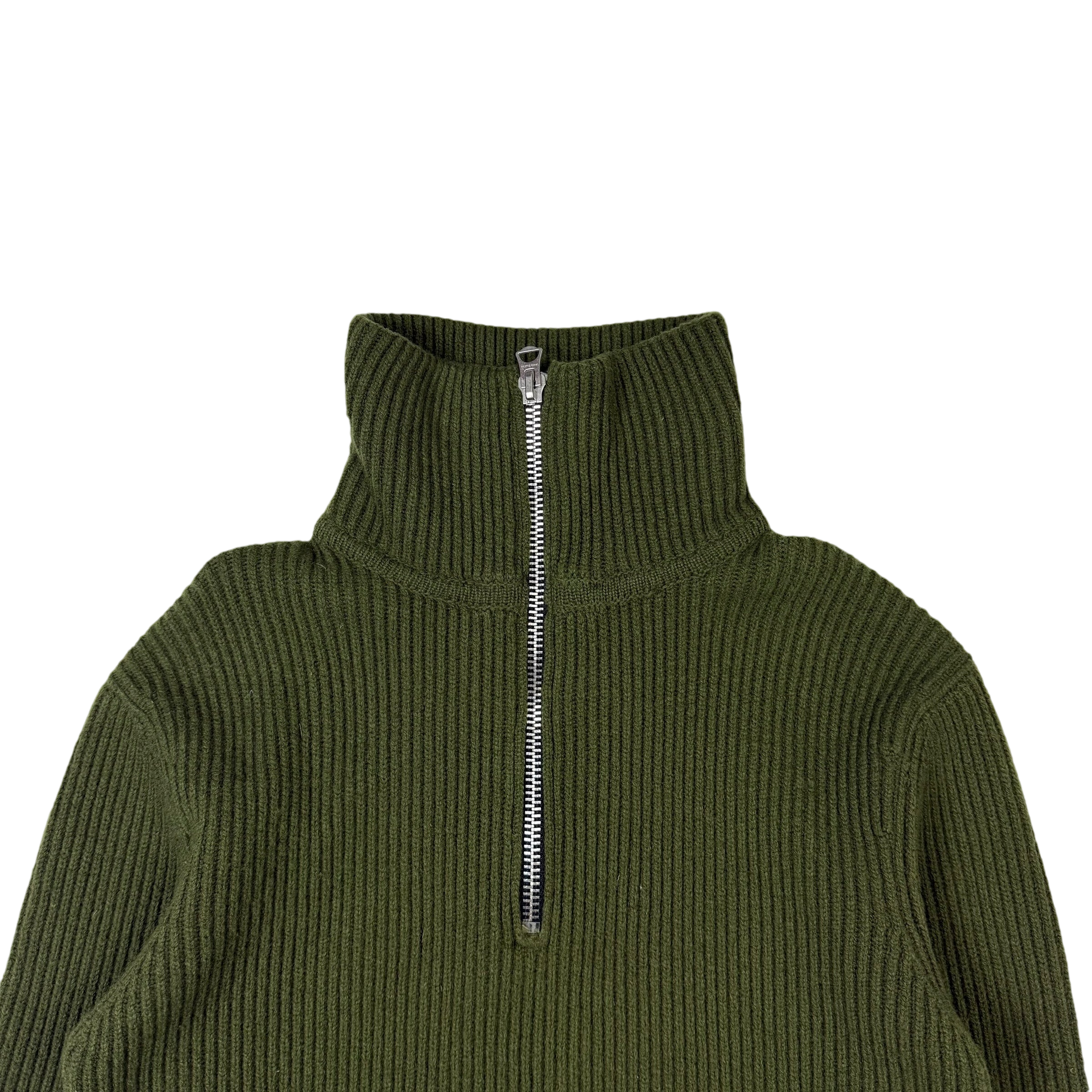Acne Studios Fisherman Wool Blend Knit Quarter-Zip Sweatshirt Hunter Green (fits S-M)