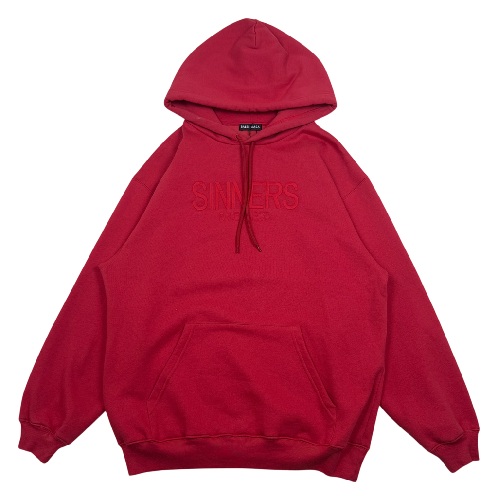 Balenciaga ‘SINNERS’ Embossed Logo Oversized Hoodie Red (Fits XS-XL)
