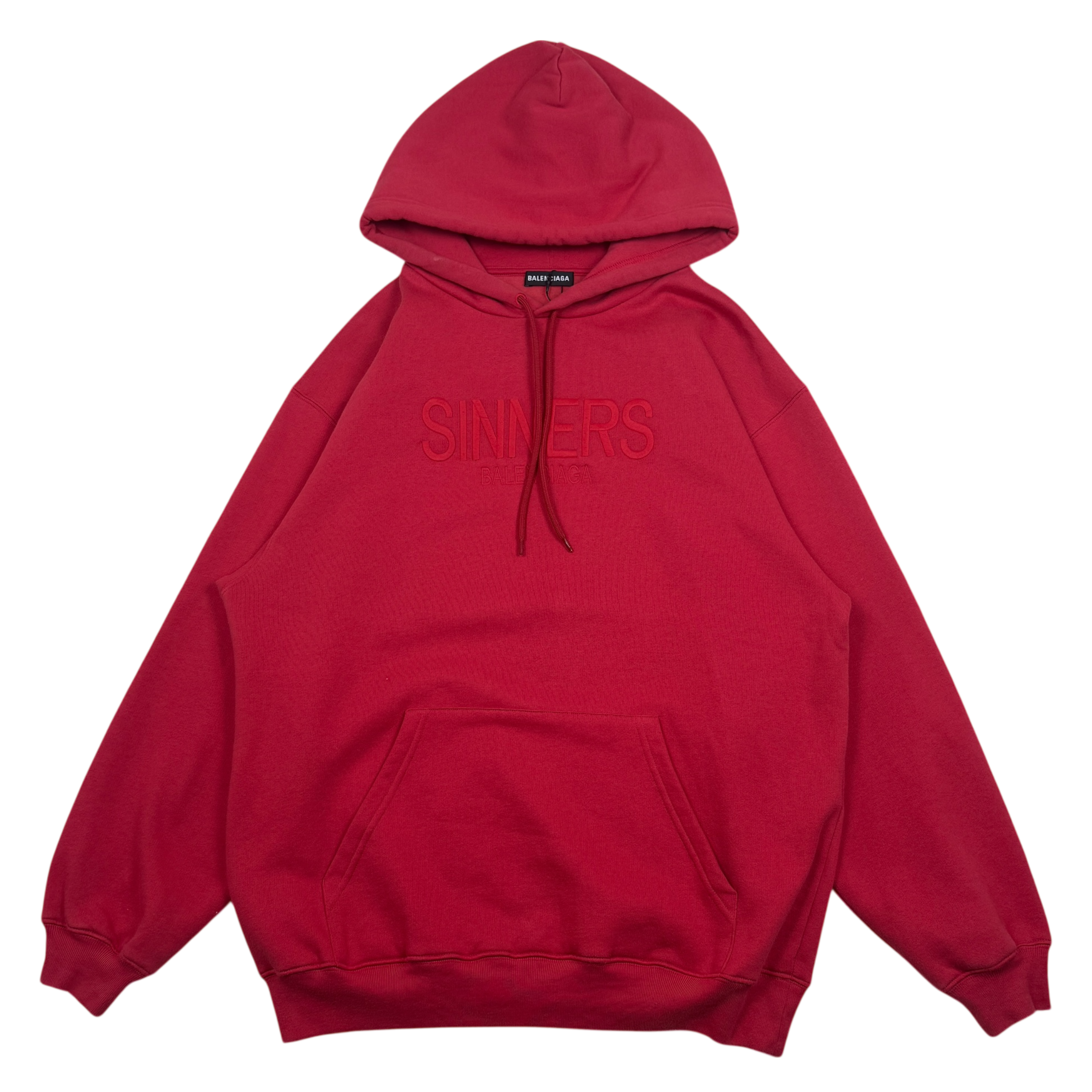 Balenciaga ‘SINNERS’ Embossed Logo Oversized Hoodie Red (Fits XS-XL)