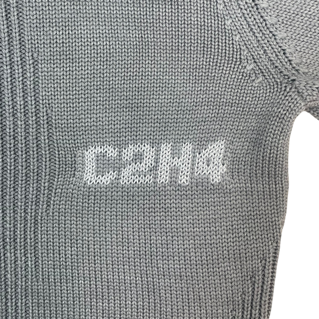 C2H4 Arc Sculpture Wool Blend Distressed Knit Sweatshirt Grey (Size M)