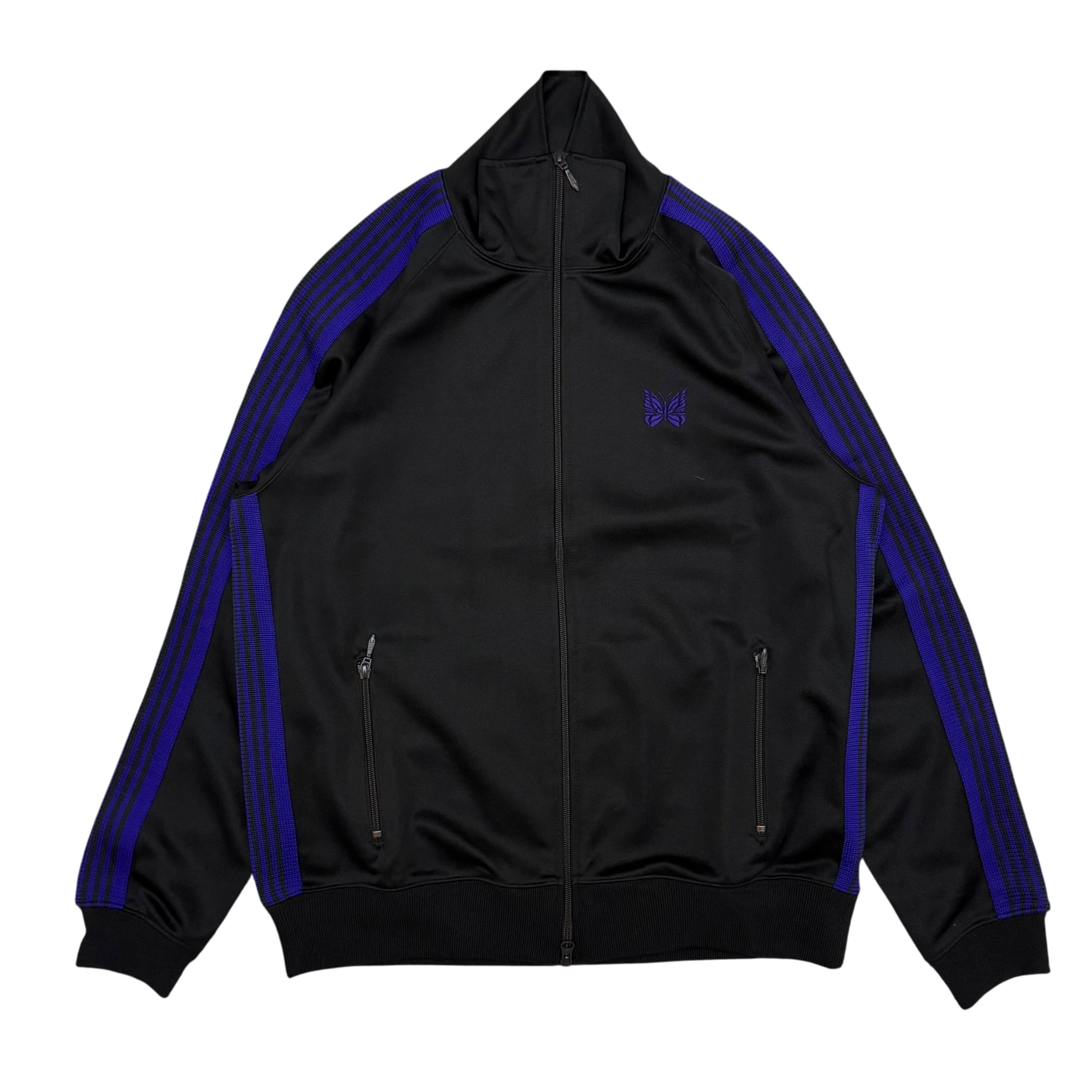 Needles Poly Smooth Track Jacket Black / Purple (Size L)