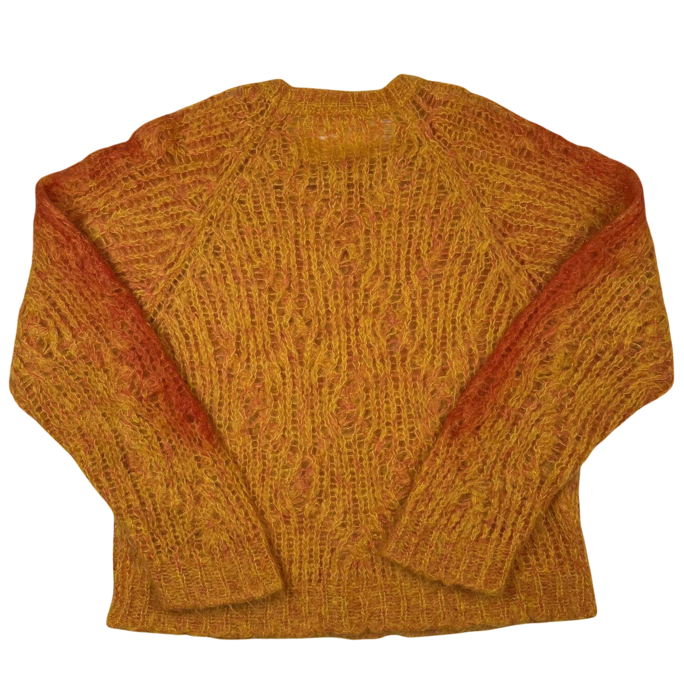 MARNI Latticed Open-Gauge Oversized Mohair-Blend Sweatshirt Orange (Size L)