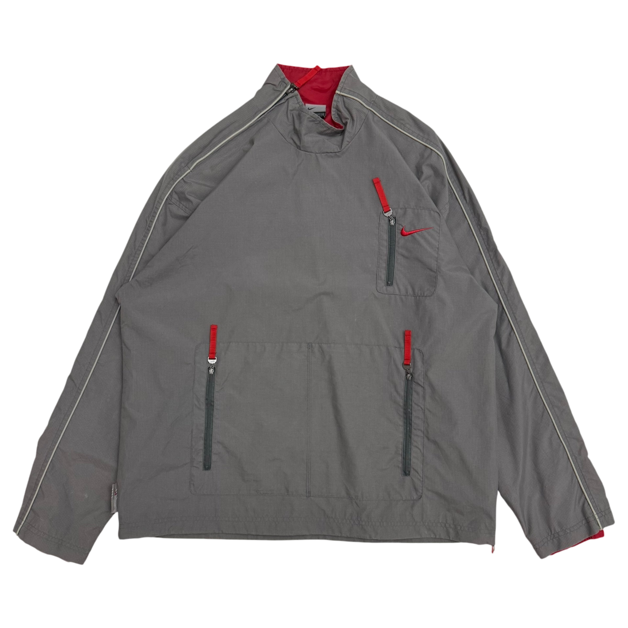 Nike Hex 00s Asymmetric Shoulder Zip Jacket Grey/Red (Size M)