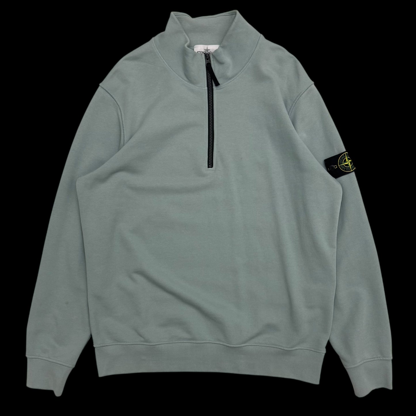 Stone Island Garment-Dyed Quarter-Zip Sweatshirt Light Blue (Fits L-XL)