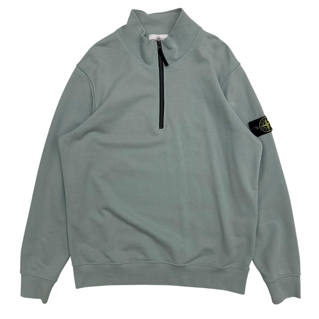 Stone Island Garment-Dyed Quarter-Zip Sweatshirt Light Blue (Fits L-XL)