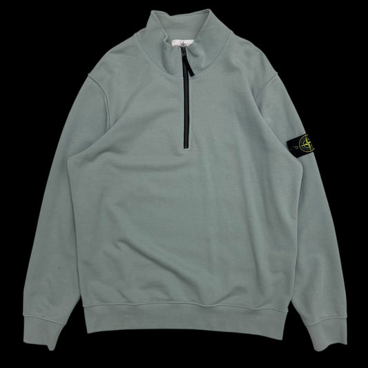 Stone Island Garment-Dyed Quarter-Zip Sweatshirt Light Blue (Fits L-XL)