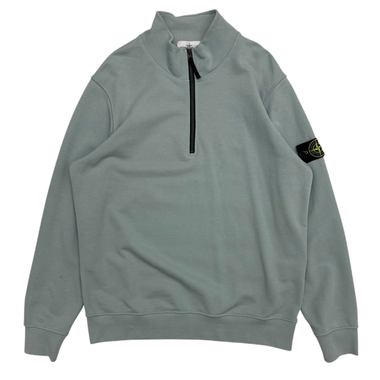 Stone Island Garment-Dyed Quarter-Zip Sweatshirt Light Blue (Fits L-XL)