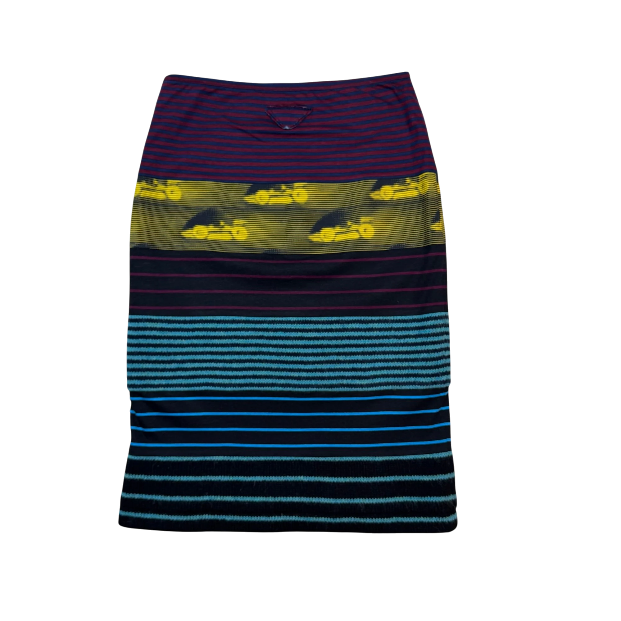 Prada SS15 Knit Docking Textile Skirt Black Multi (Size 40)