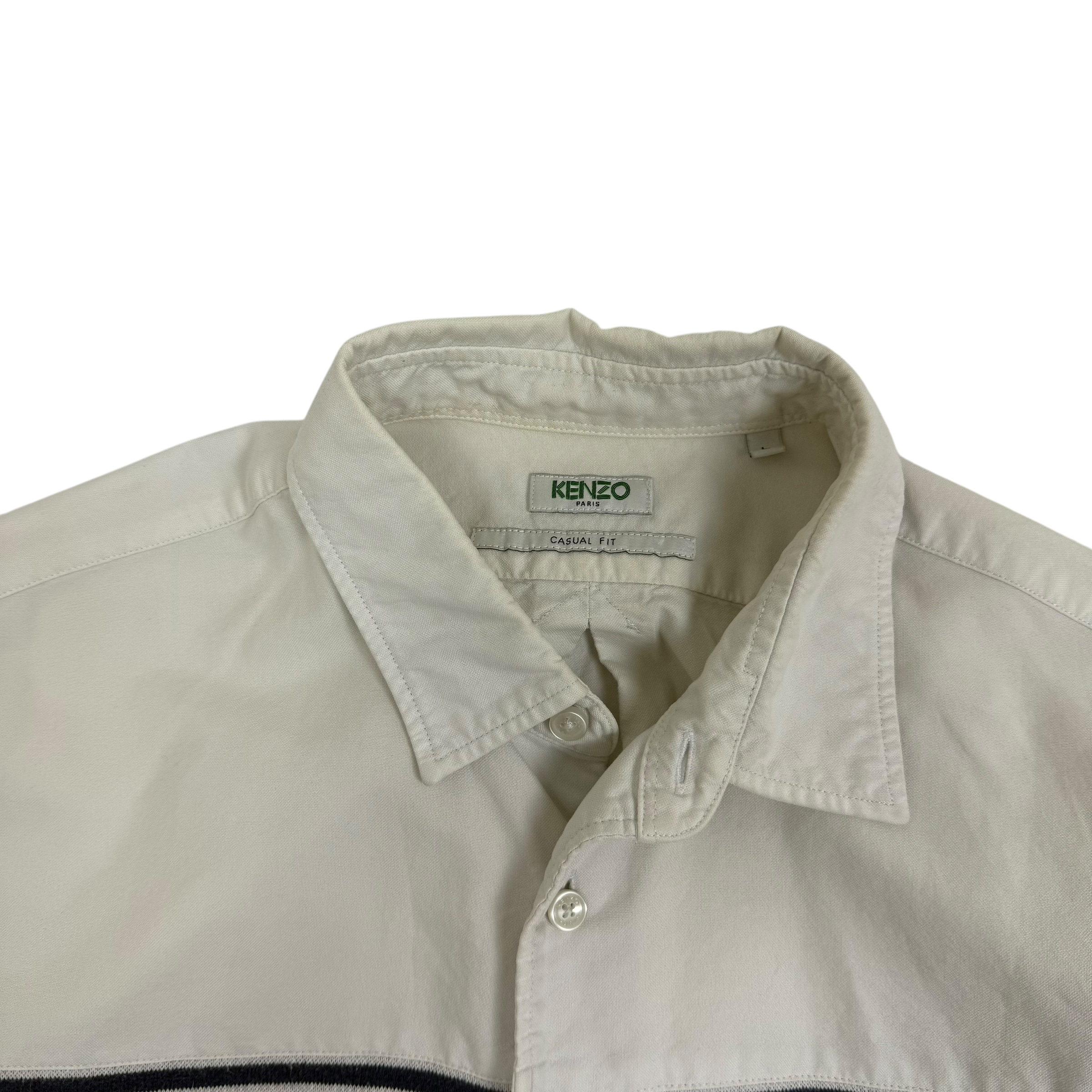 Kenzo White Button Down Knit Logo Oxford Shirt White (Fits M)