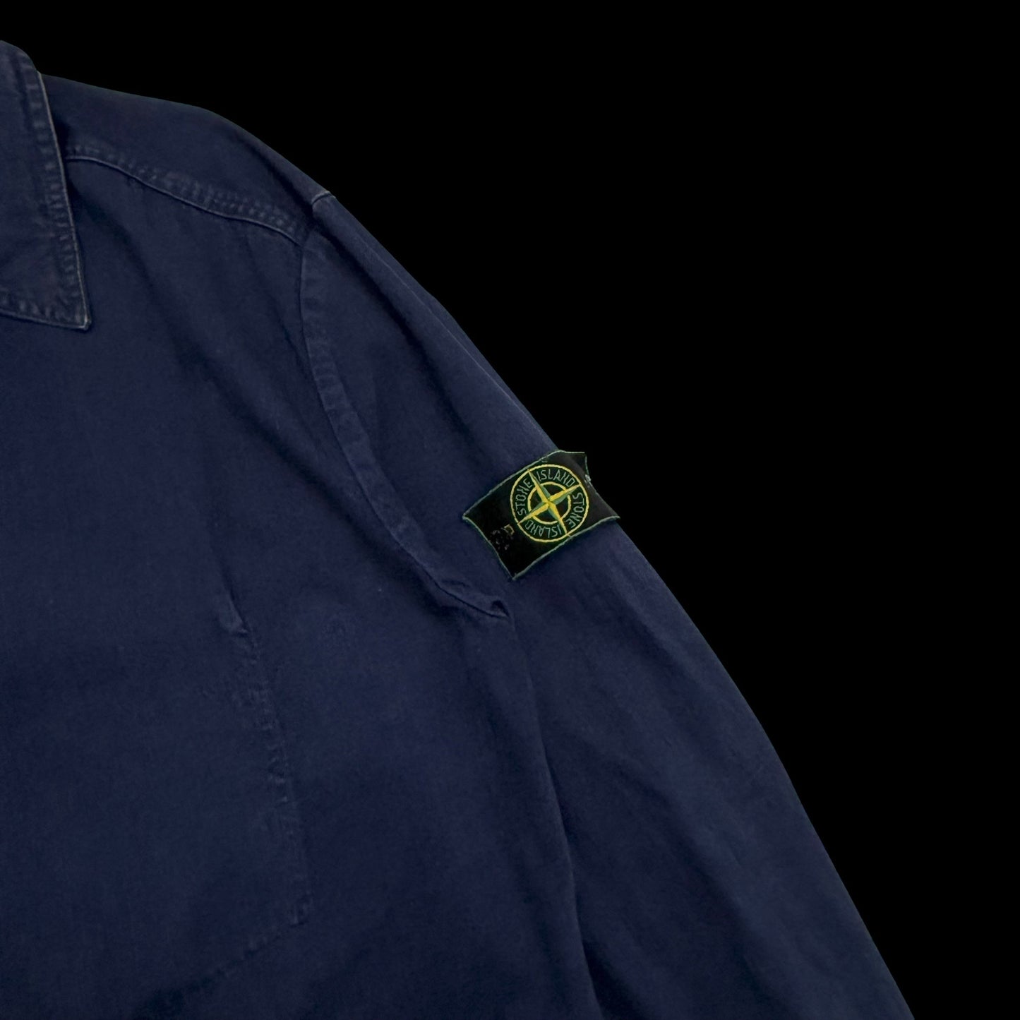 Stone Island SS 1994 Thick Denim Collared Jacket Blue (Size XL)