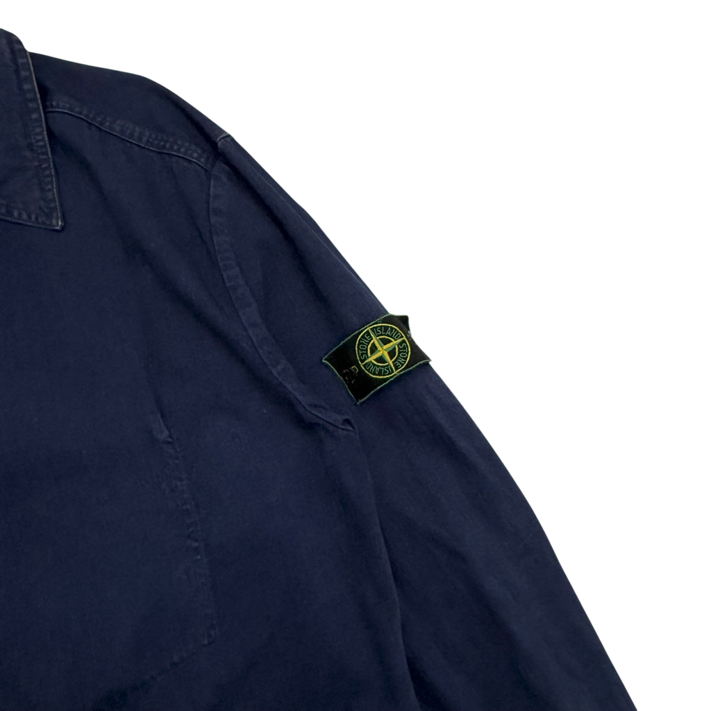 Stone Island SS 1994 Thick Denim Collared Jacket Blue (Size XL)