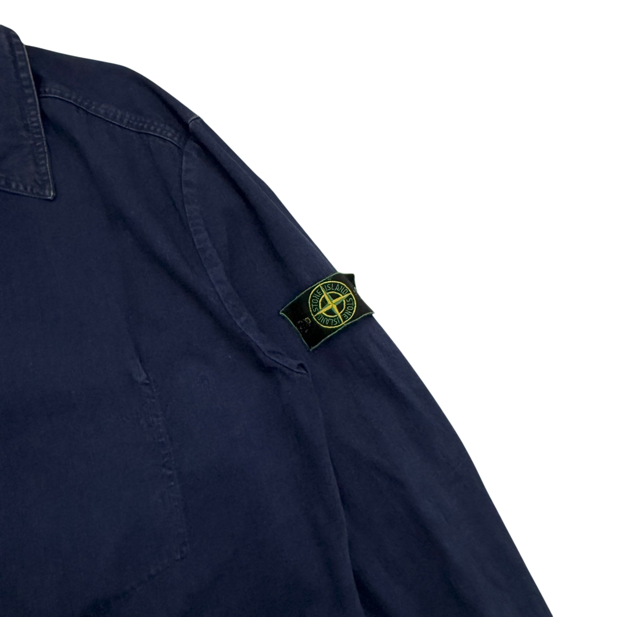 Stone Island SS 1994 Thick Denim Collared Jacket Blue (Size XL)