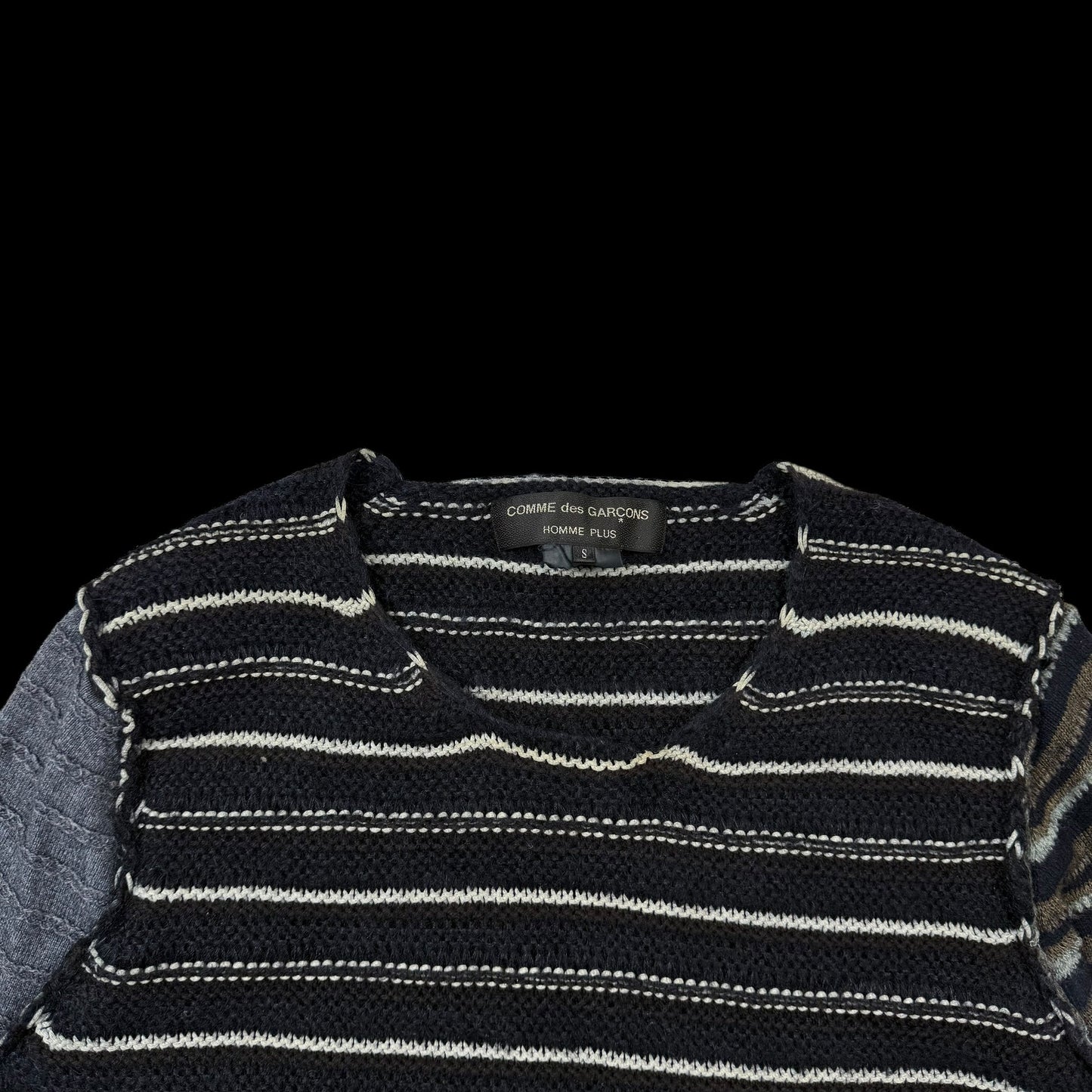 Comme des Garçons Homme Plus AD2011 Striped Wool Sweatshirt Black / Blue (Size S)