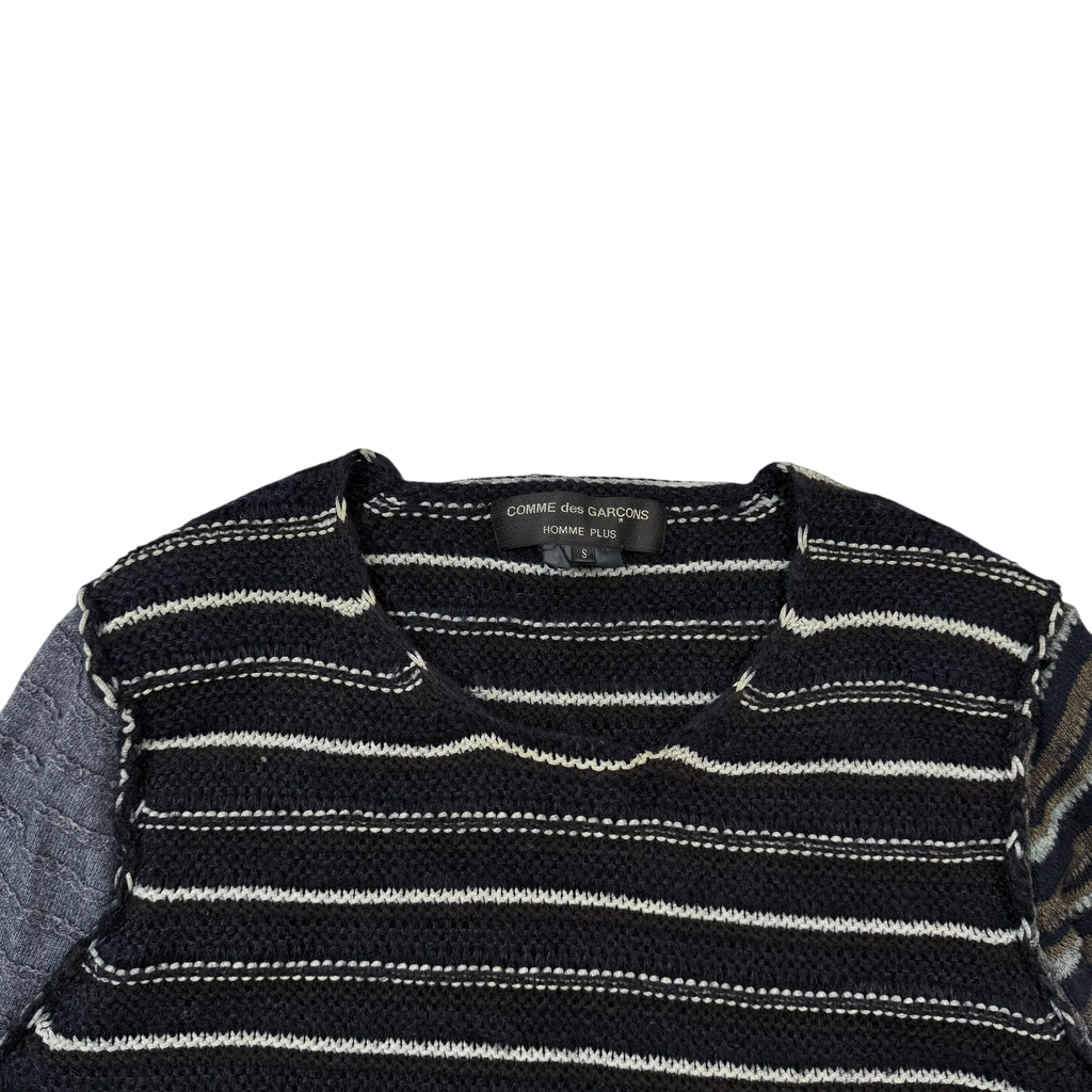 Comme des Garçons Homme Plus AD2011 Striped Wool Sweatshirt Black / Blue (Size S)