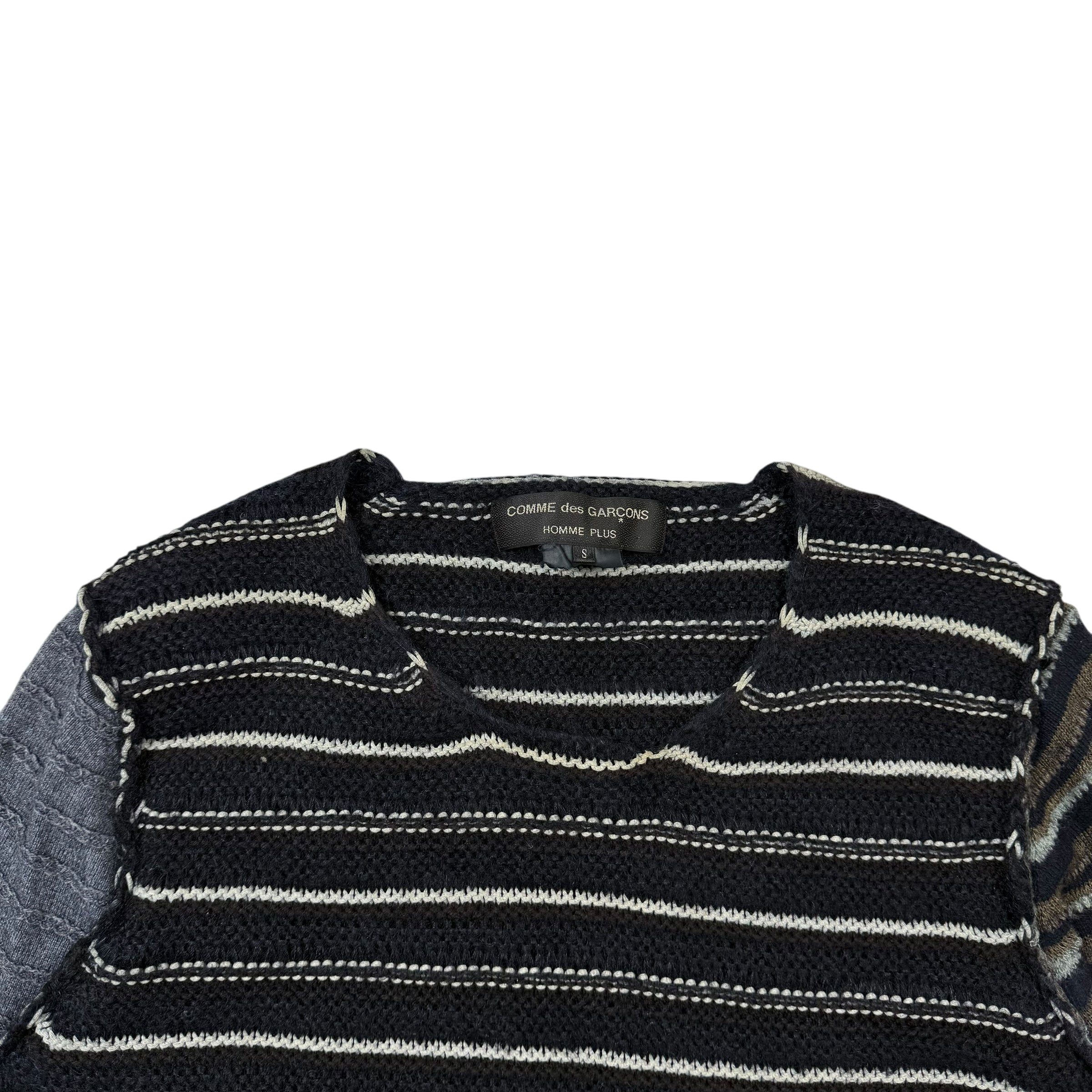 Comme des Garçons Homme Plus AD2011 Striped Wool Sweatshirt Black / Blue (Size S)