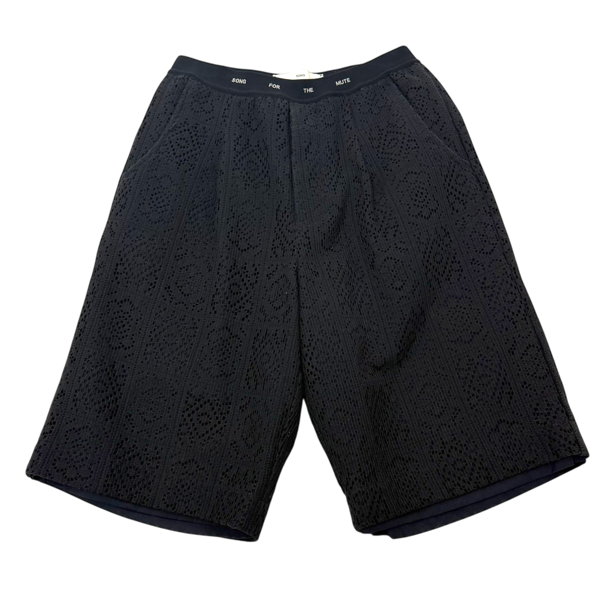Song For The Mute Branded Elasticised Double-Layer Shorts Black (Size M)