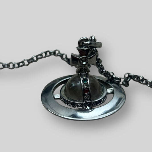 Vivienne Westwood Orb Giant 3D Necklace Gun Metal Silver