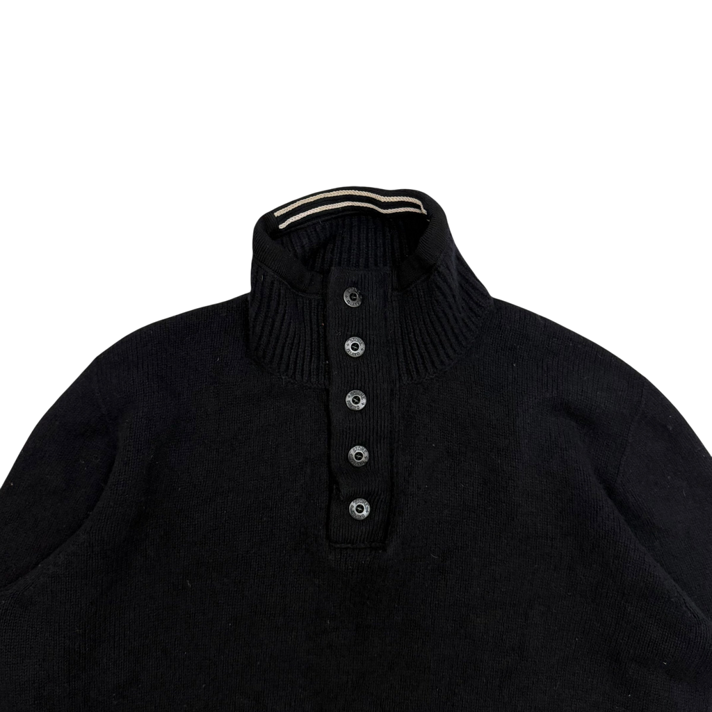 Stone Island AW07 Wool Blend Quarter-Zip Sweatshirt Black (fits XXL)