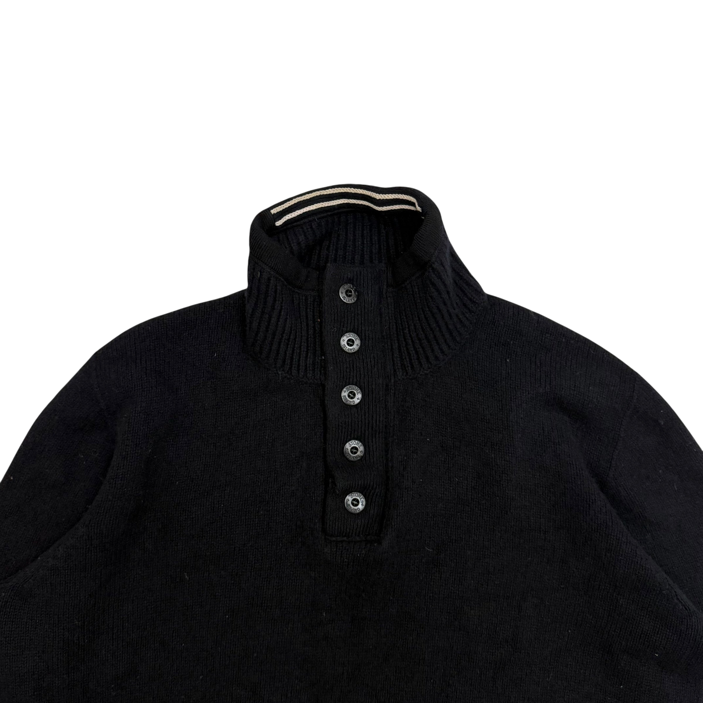 Stone Island AW07 Wool Blend Quarter-Zip Sweatshirt Black (fits XXL)