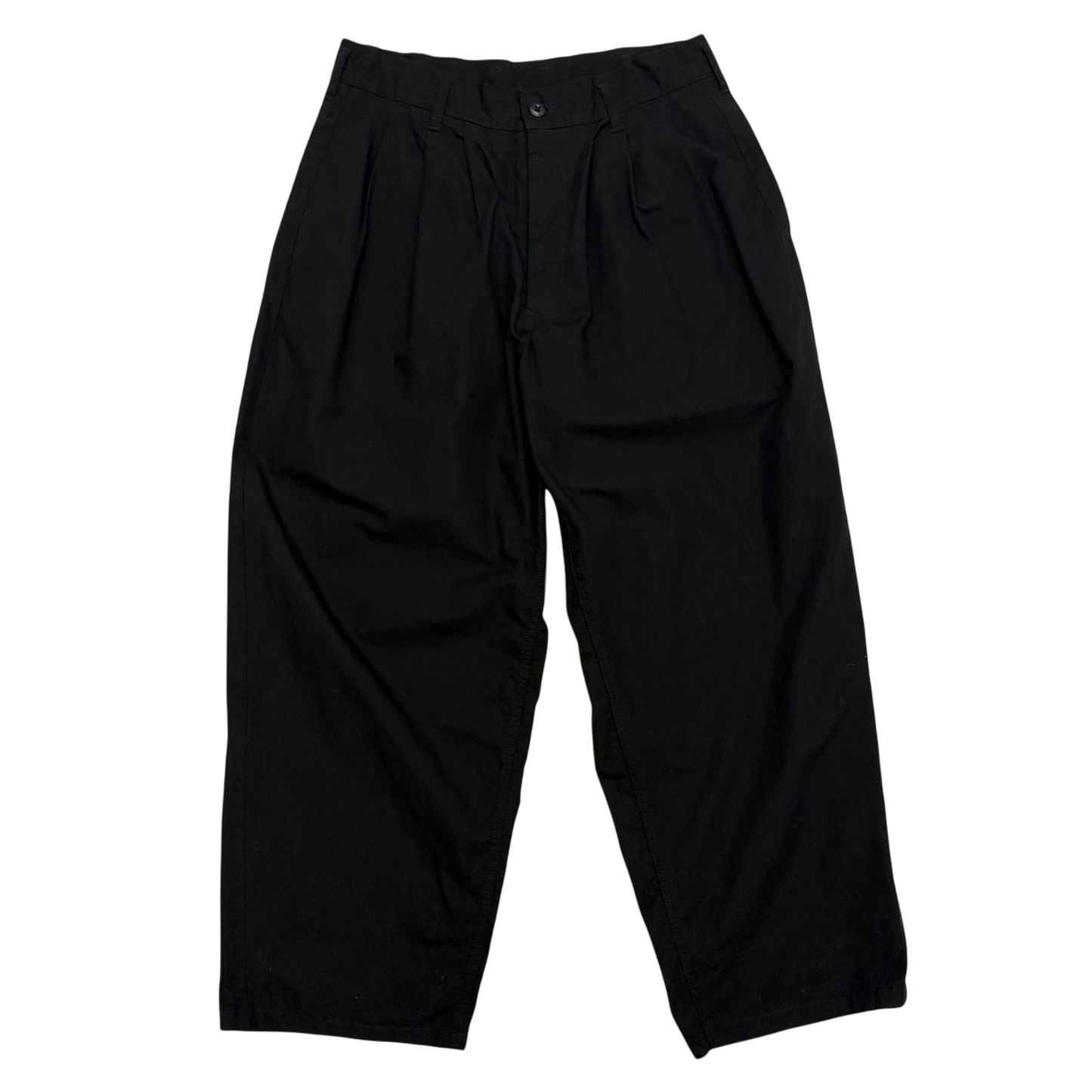 Yohji Yamamoto BLACK Scandal Pleated Wide-Leg Pants Black (Size L)