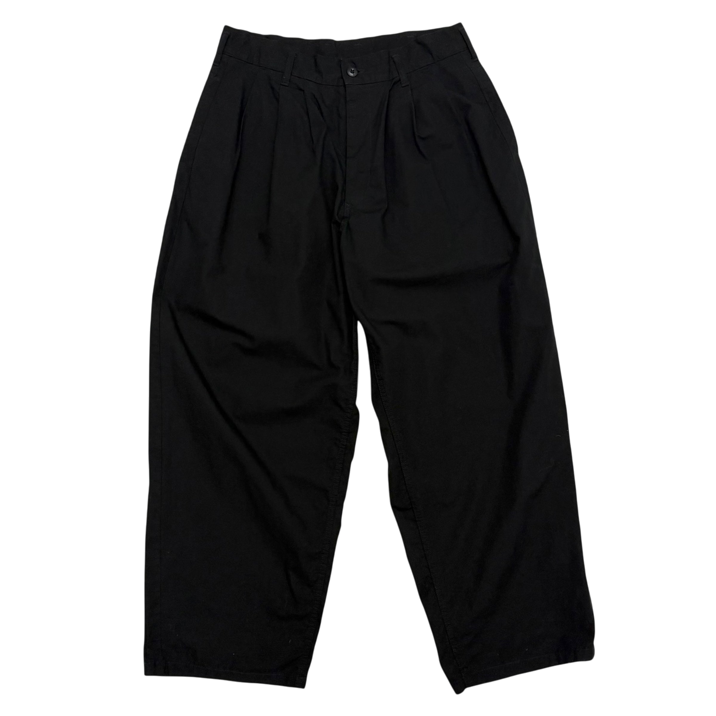 Yohji Yamamoto BLACK Scandal Pleated Wide-Leg Pants Black (Size L)